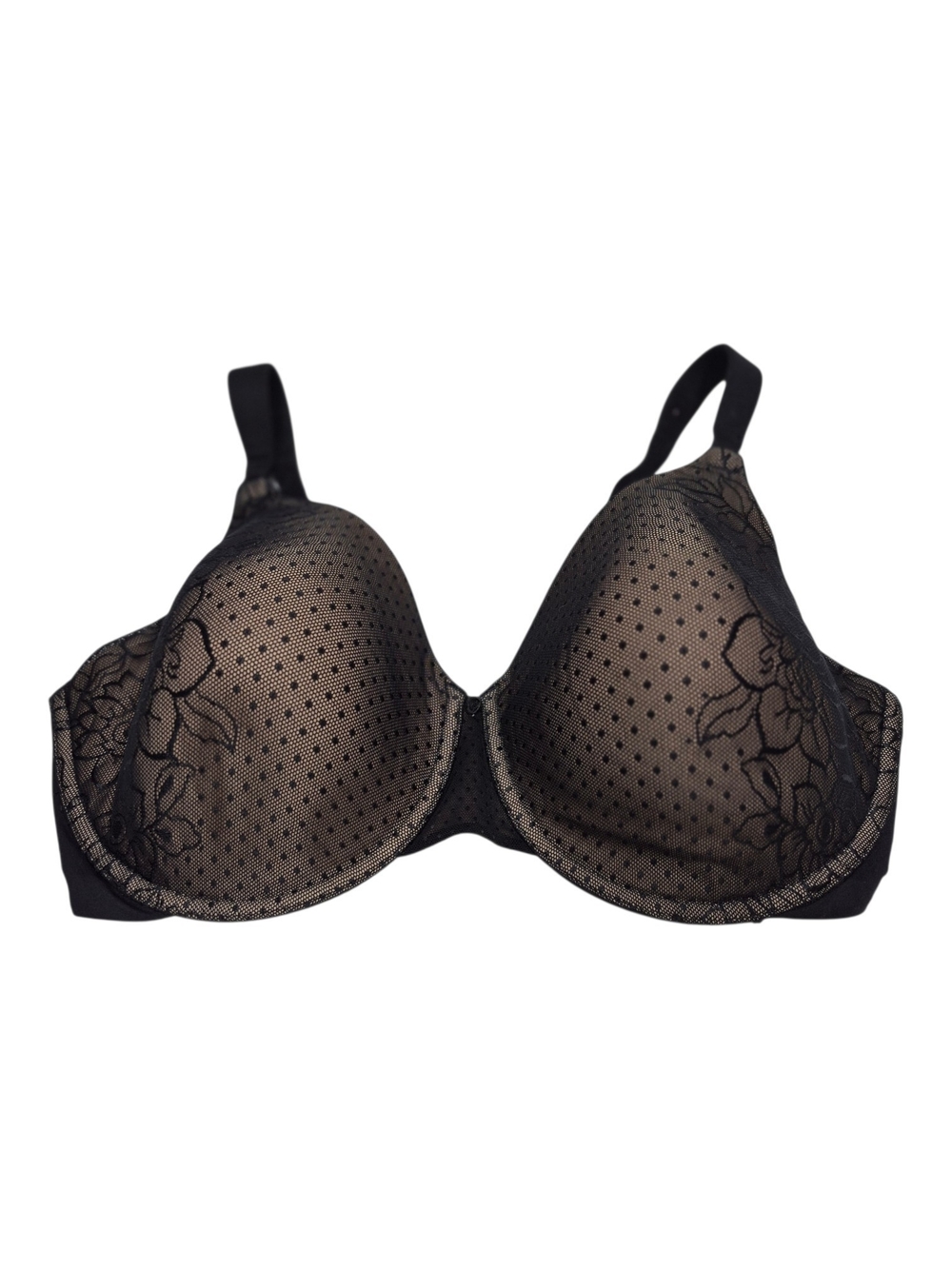 Olga Black Lacey Floral Bra Women's Size 38 DD
